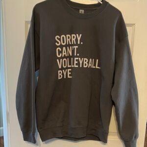 Women’s SORRY CANT VOLLEYBALL BYE Gray Graphic Sweater nwot